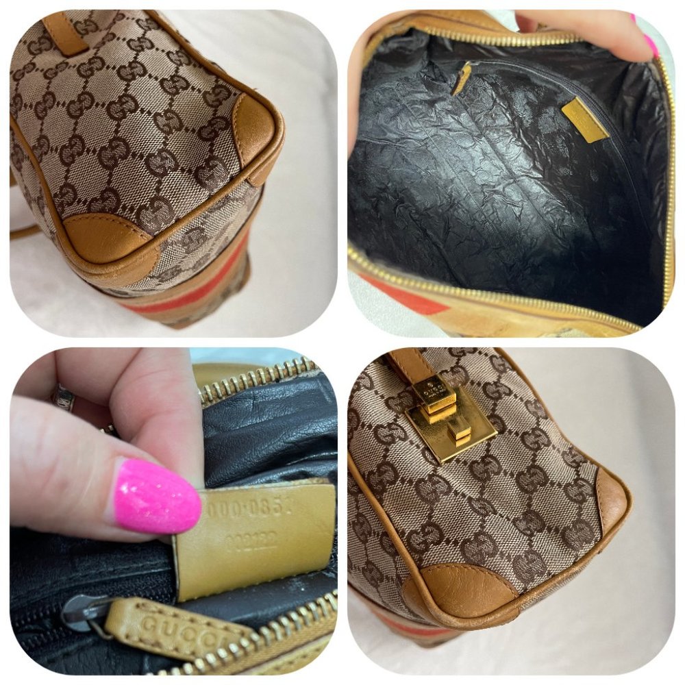 Auc Gucci Monogram Canvas/Leather Vintage Hand Bag #63367G93 - Picture 15 of 16